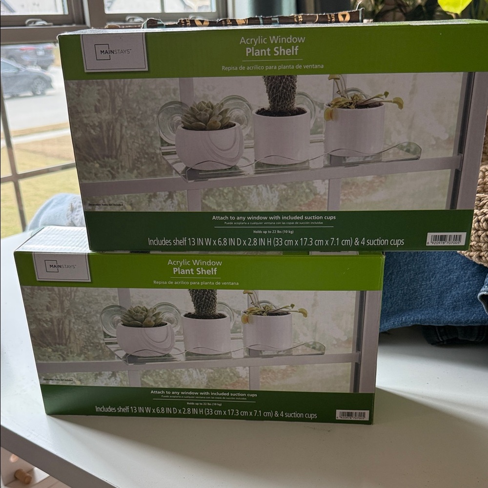 Mainstays Acrylic Window Plant Shelf - Green and White